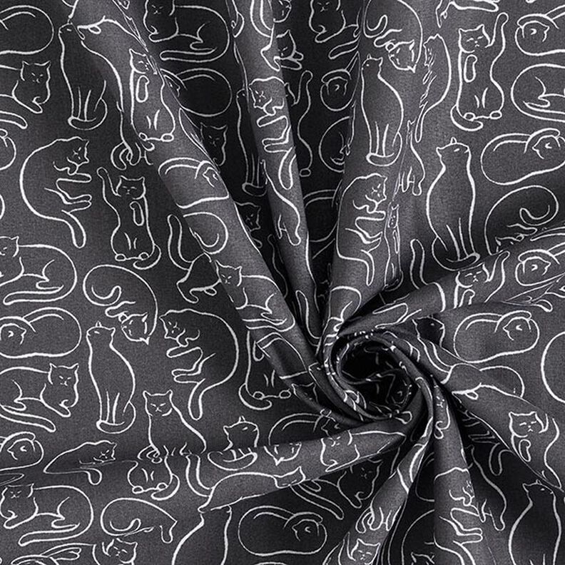 Cotton Cretonne playful cats – granite,  image number 3