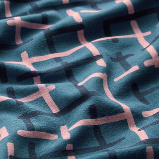 GOTS Cotton Jersey Checks | Tula – light petrol, 