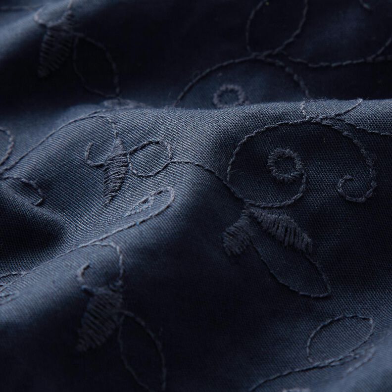 Tendril embroidery stretch gabardine – navy blue,  image number 2