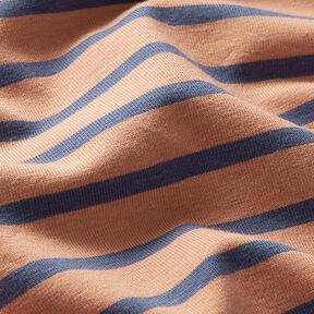 Narrow & Wide Stripes Cotton Jersey – copper/denim blue, 
