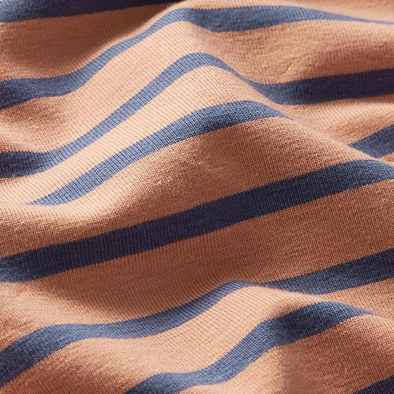 Narrow & Wide Stripes Cotton Jersey – copper/denim blue,  image number 2