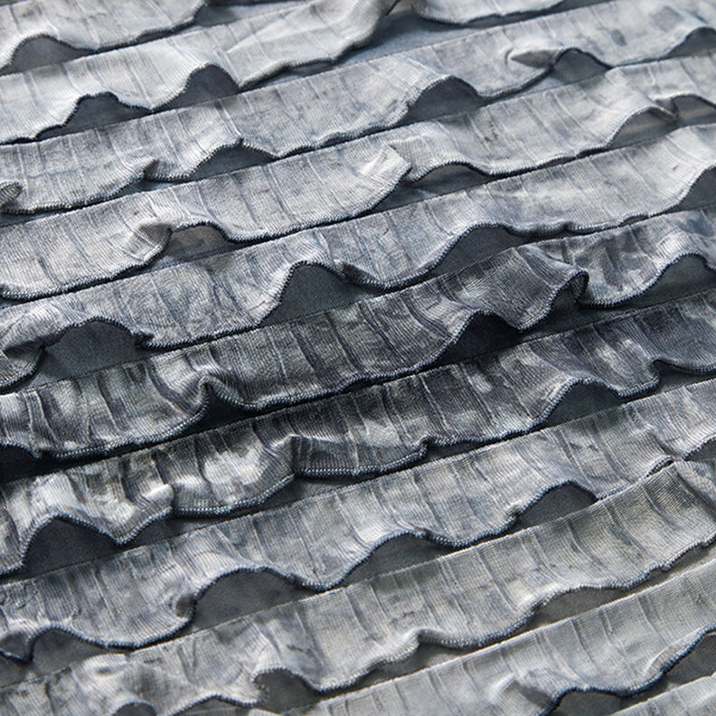 Horizontal Stripes Batik Ruffled Jersey – light grey,  image number 2