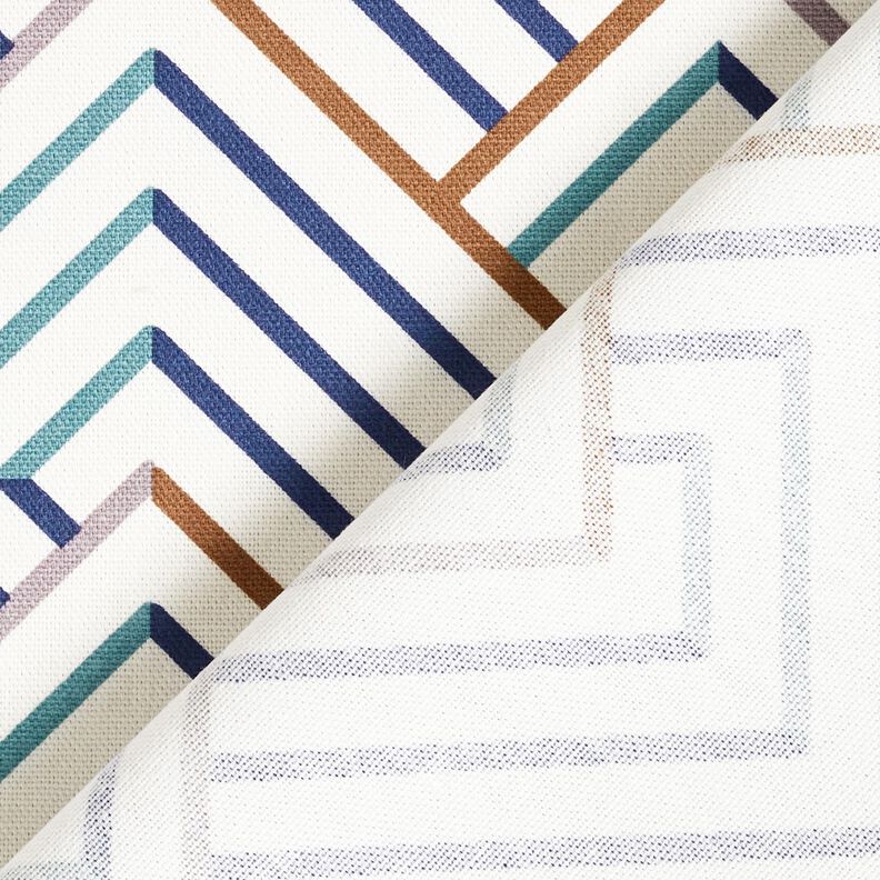 Decor Fabric Half Panama modern diamonds – white/blue, image number 4