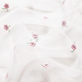 Soft Mesh embroidered flowers – white/rosé, 