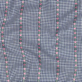 Cotton Jacquard Checks and flowers – ocean blue/white, 