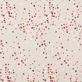 Decor Fabric Half Panama Festive Stars – beige/dark red, 