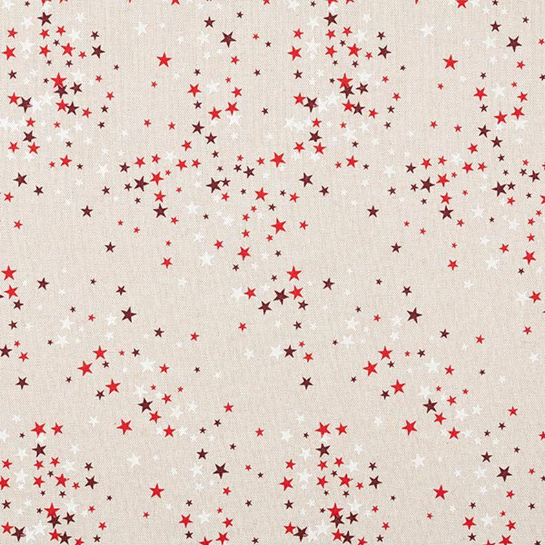 Decor Fabric Half Panama Festive Stars – beige/dark red, image number 1