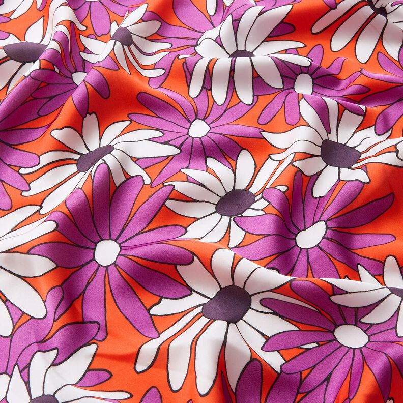 Satin expressive flowers – orange/red lilac,  image number 2