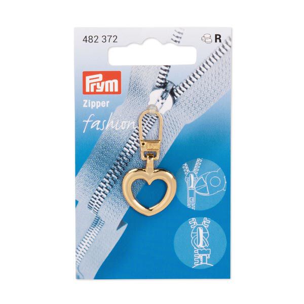 Heart fashion zip [ 40 x 20 x 2 mm ] | Prym – gold metallic,  image number 2