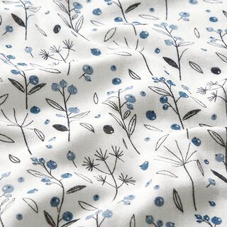 Double Gauze/Muslin Meadow plants – white/blue, 