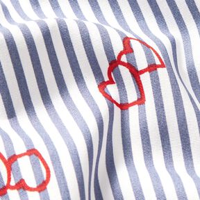 Stretch Poplin stripes and hearts – white/indigo, 