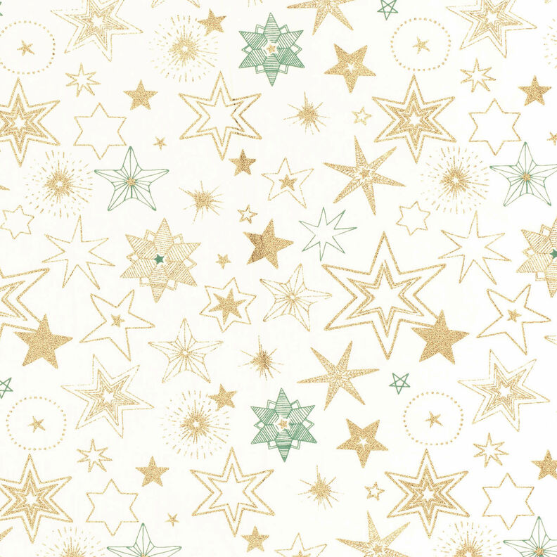 Cotton Poplin Large Stars – offwhite/gold, image number 1