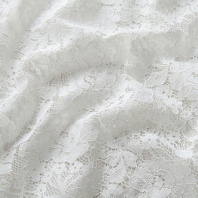 Floral motif fine lace fabric – white, 