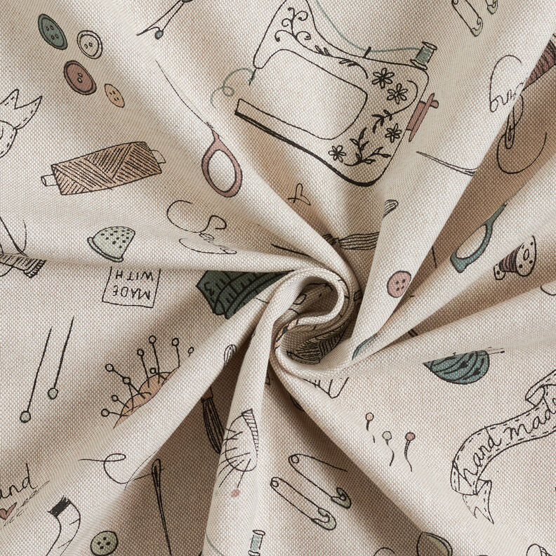 Decor Fabric Half Panama Sewing room – natural/black, image number 3