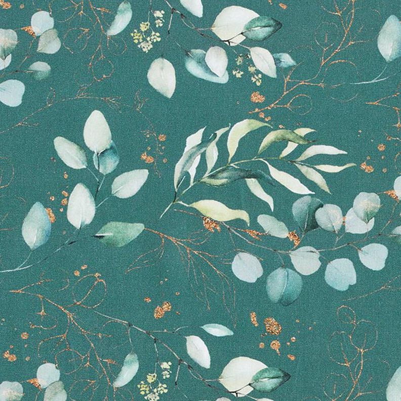 Cotton Poplin Digital Print Eucalyptus – petrol,  image number 5