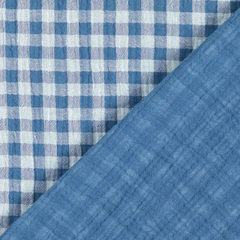 Double Gauze/Muslin Yarn dyed gingham – denim blue/white,  image number 1