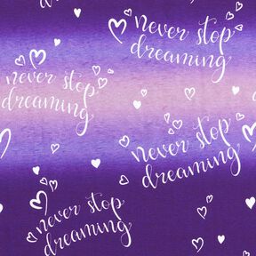 French Terry Never stop dreaming | Glitzerpüppi – lilac/aubergine, 