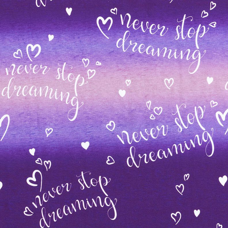French Terry Never stop dreaming | Glitzerpüppi – lilac/aubergine, image number 1
