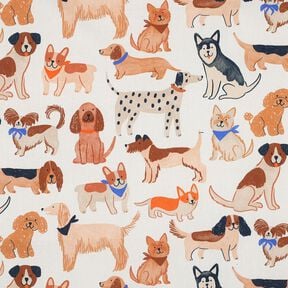 Cotton Poplin Dogs Digital Print | Poppy Fabrics – offwhite, 