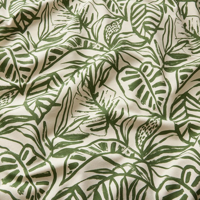 Decor Fabric Half Panama painted monstera – cream/pine,  image number 2
