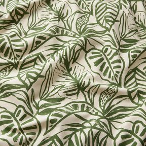 Decor Fabric Half Panama painted monstera – cream/pine, 