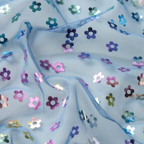 Soft Mesh glitter flowers – denim blue, 