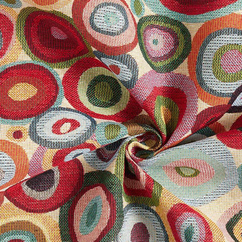 Decor Fabric Tapestry Fabric Colourful Circles – light beige/carmine,  image number 3