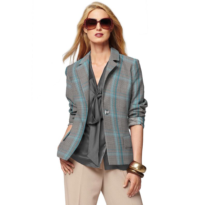 Viscose mix Prince of Wales check – turquoise/black,  image number 5
