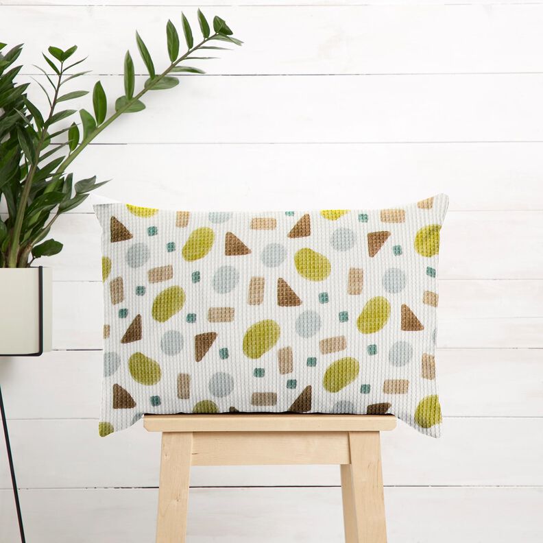 Waffle Piqué colourful shapes – moss green/ivory,  image number 8