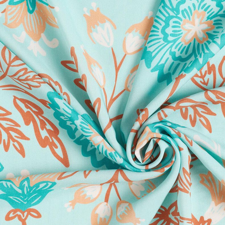 Viscose Voile Tiffany Flowers – light turquoise, image number 3