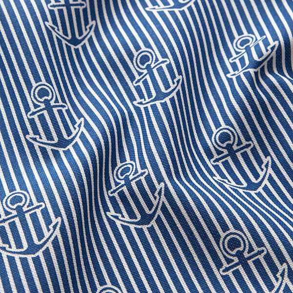 Decor Fabric Half Panama anchor – ocean blue/white,  image number 2