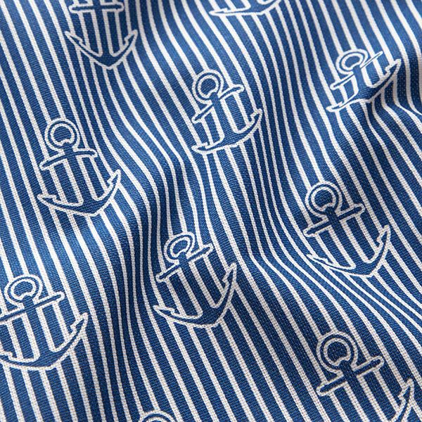 Decor Fabric Half Panama anchor – ocean blue/white, image number 2
