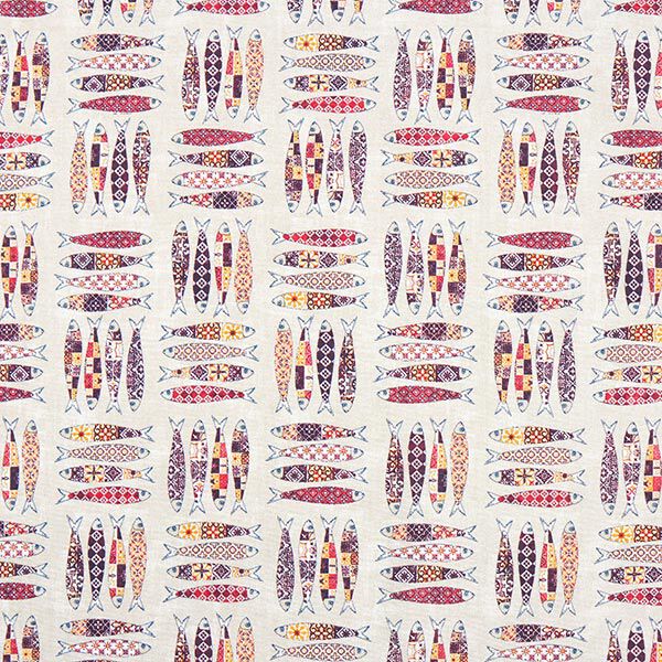 Decor Fabric Canvas Sardines – red/natural,  image number 1