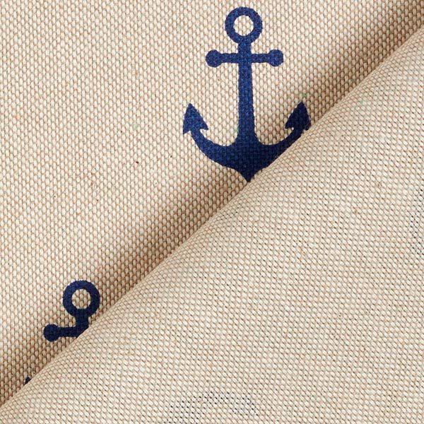 Decor Fabric Half Panama Anchor – navy blue/natural,  image number 4