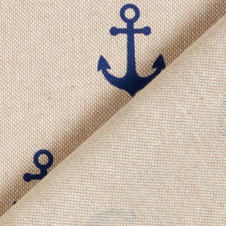 Decor Fabric Half Panama Anchor – navy blue/natural,  image number 4
