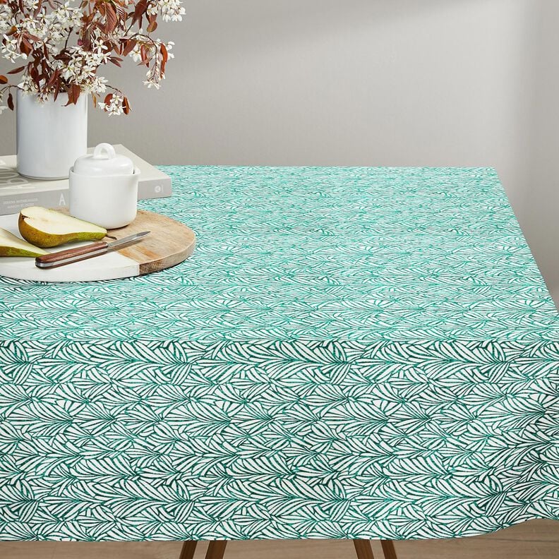 Coated Cotton abstract palm fronds &ndash; peppermint/ivory,  image number 6