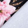 French Terry Border fabric lilies and gold speckled leaves | Glitzerpüppi – blue-black/light pink,  thumbnail number 5