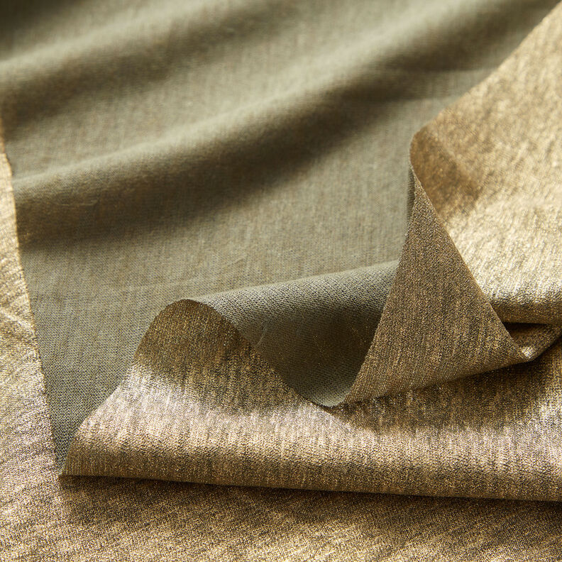 Shimmer melange linen jersey – khaki/metallic gold,  image number 6