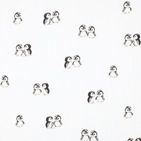 GOTS Double Gauze/Muslin Penguins Digital Print | Poppy Fabrics – ivory/anthracite, 