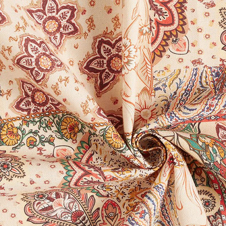 Decor Fabric Half Panama Retro Paisley – beige,  image number 3