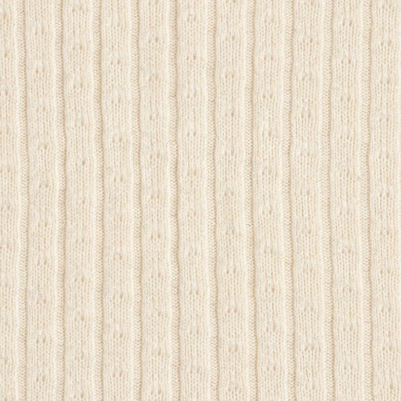 Knit Fabric Ajour elegant glitter stripes – cream, image number 1