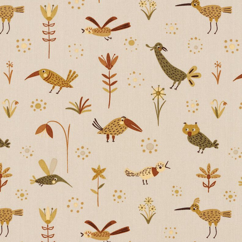 Cotton Poplin birds in the meadow – natural, image number 1