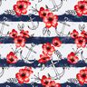 Cotton Jersey flowers & anchor stripes | Glitzerpüppi – white/chili,  thumbnail number 1