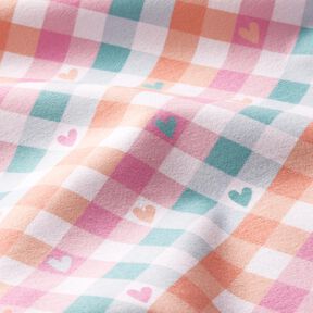 Cotton Flannel diagonal checks with hearts | by Poppy – white/salmon, 