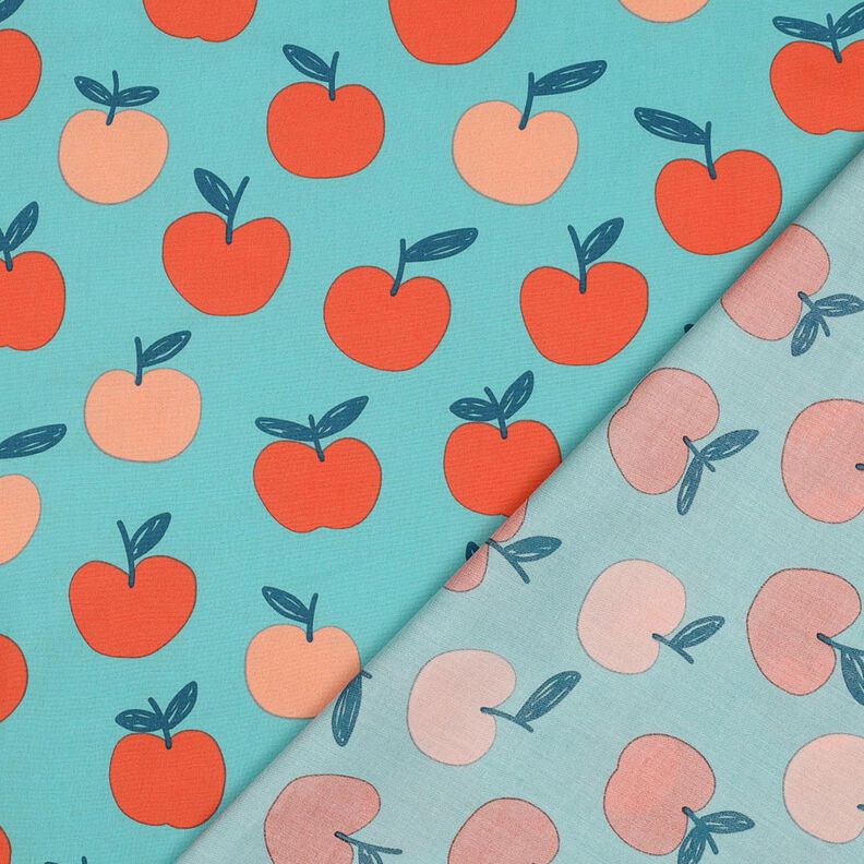 Cotton Poplin large apples | Poppy Fabrics – aqua blue/salmon, image number 4
