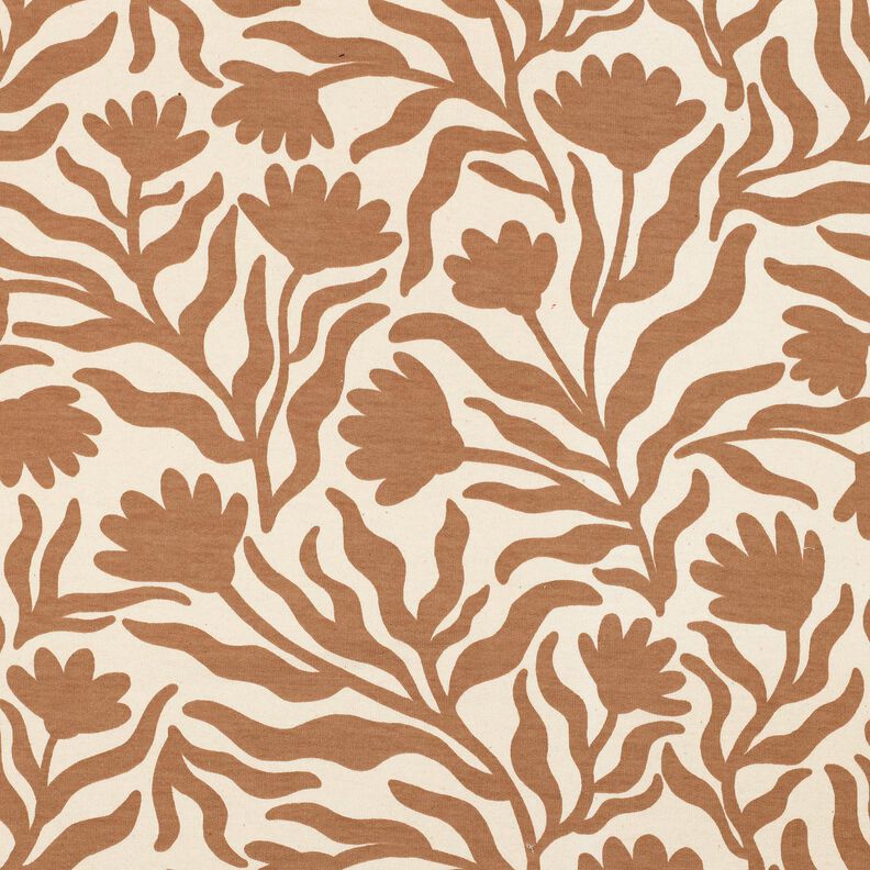 Brushed Sweatshirt Fabric unbleached Flowers | Poppy Fabrics – cream/fawn,  image number 1