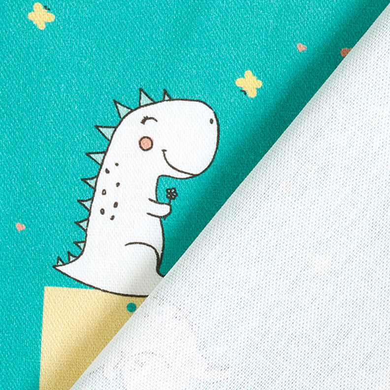 Decor Fabric Half Panama Cute Dinosaurs – aqua blue/white,  image number 4