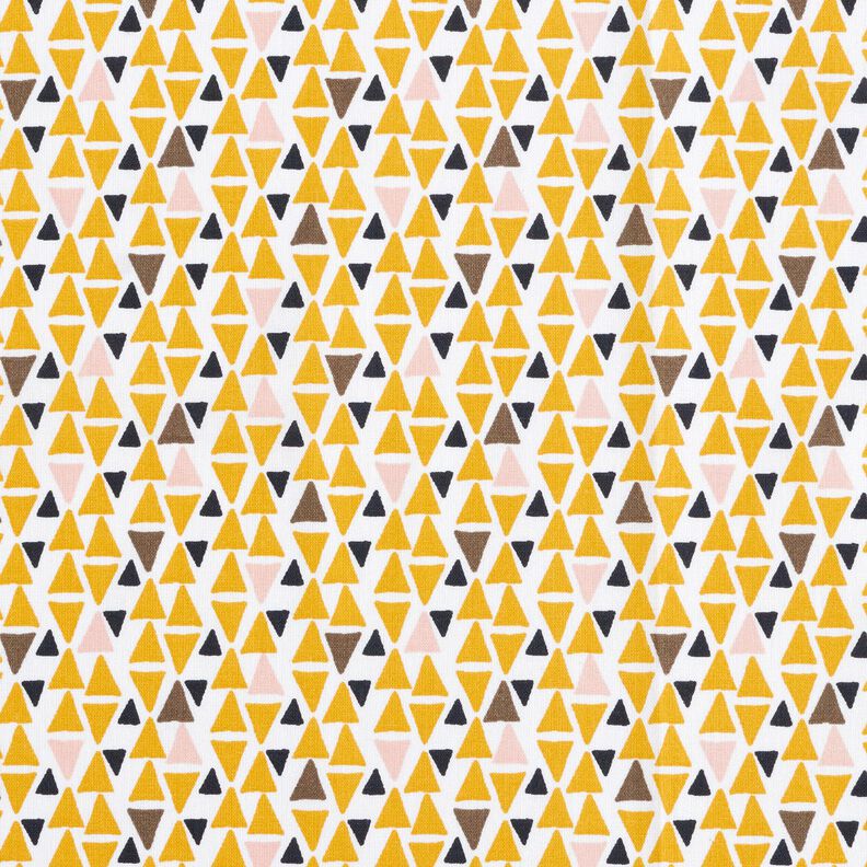 Cotton Cretonne Mini triangles – light pink/curry yellow,  image number 1