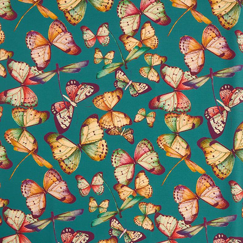 Outdoor Fabric Canvas Butterflies – light petrol,  image number 1