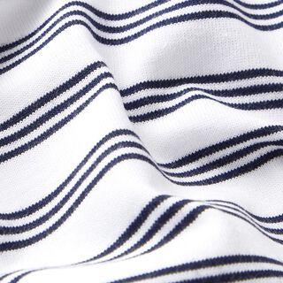 Cotton Jersey irregular stripes – white/navy blue, 